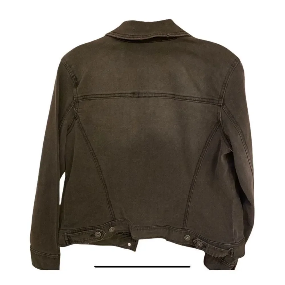 Black Distressed Washed Out Jean Jacket. - Picture 3 of 5